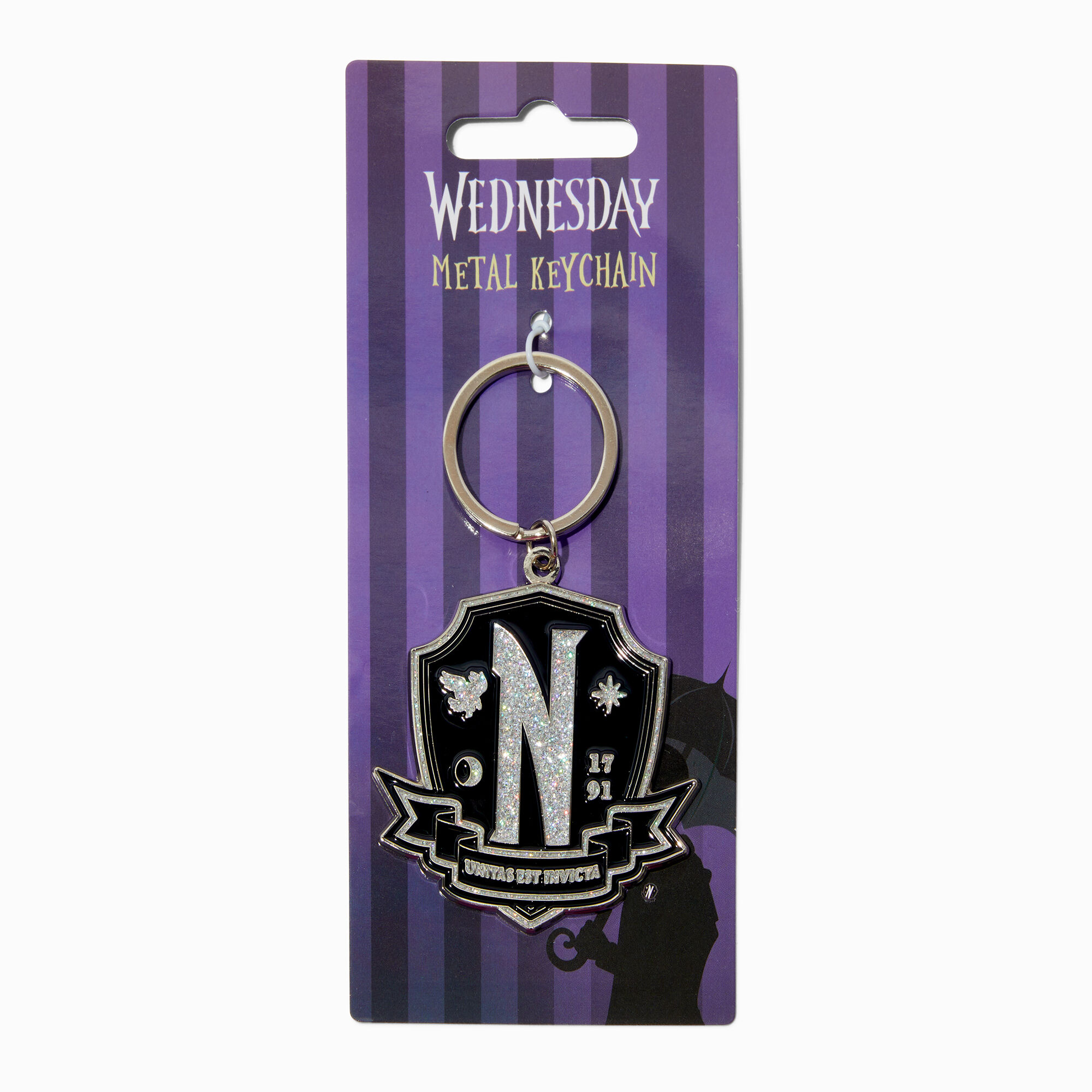 View Claires Wednesday Nevermore Academy Crest Keyring information
