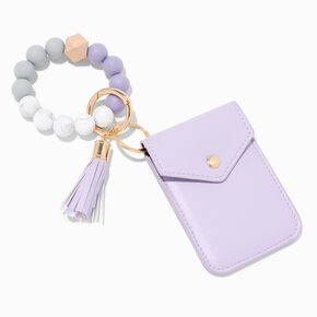 Lavender Beaded Wristlet Card Case,