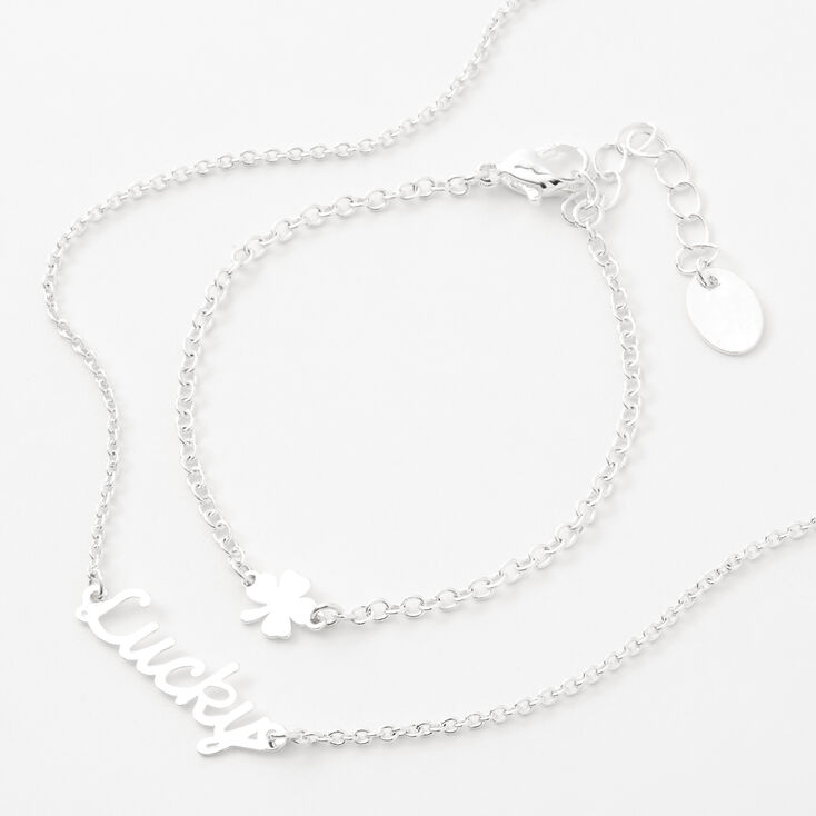 Silver Dainty Lucky Jewelry Set - 2 Pack,