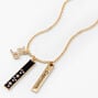 Gold Rectangular Zodiac Pendant Necklace - Capricorn,