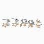 Mixed Metal Celestial Earring Set - 3 Pack ,