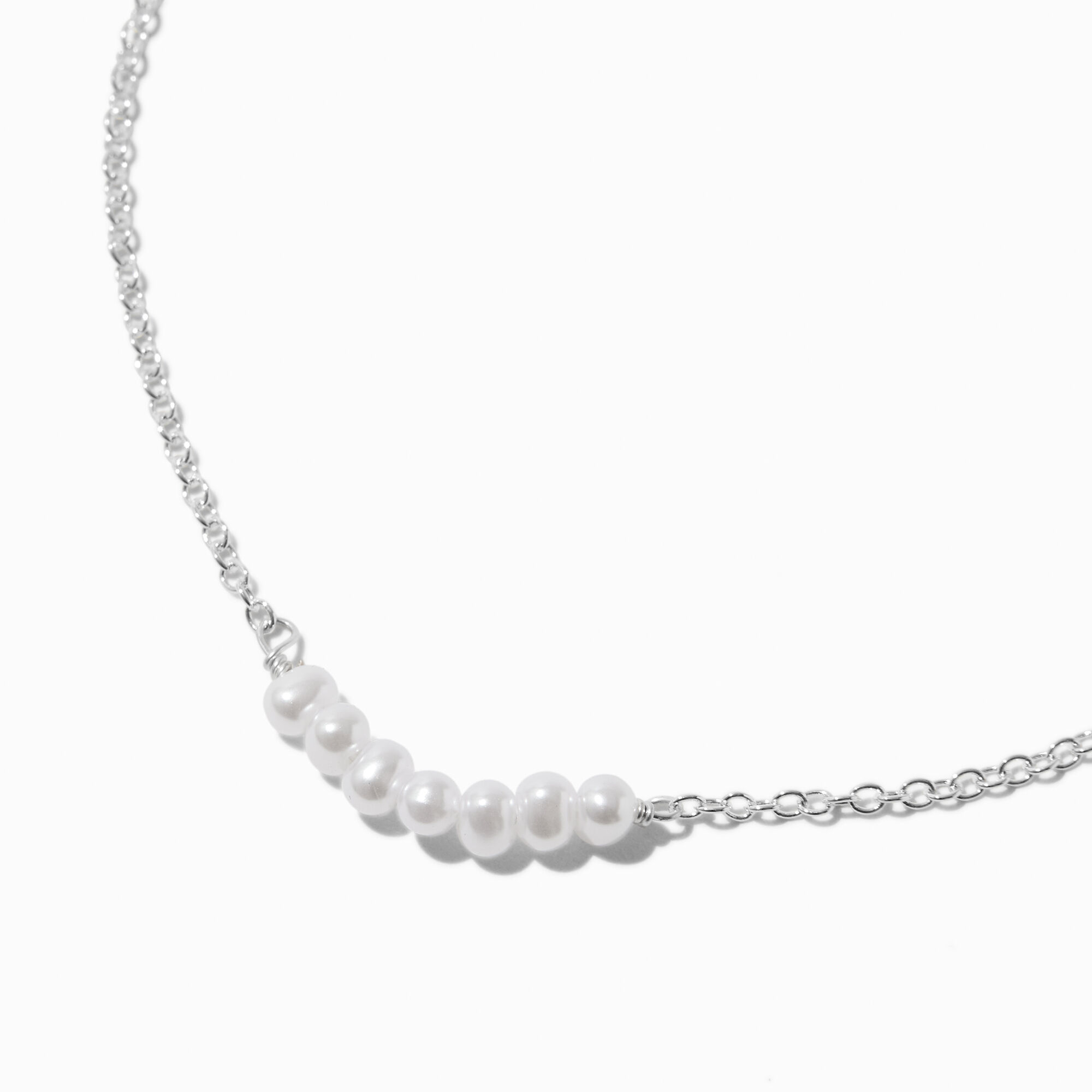 Silver-tone Faux Freshwater Pearl Pendant Necklace