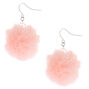 Silver 1.5&quot; Pom Pom Drop Earrings - Light Pink,