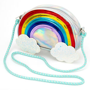 Claire&#39;s Club Holographic Rainbow Clouds Crossbody Bag,