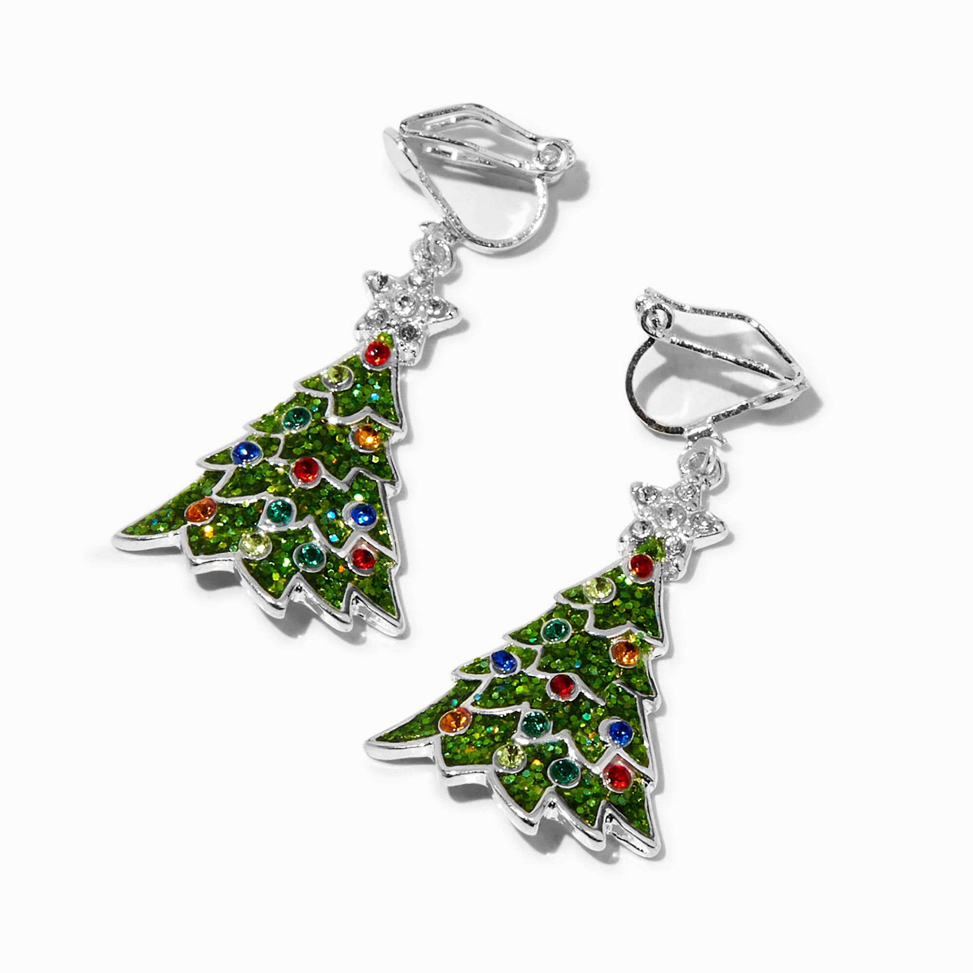 View Claires Christmas Tree 15 ClipOn Drop Earrings Green information