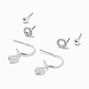 Silver Circle Stud &amp; Heart Hoop Earring Stackables Set - 3 Pack,