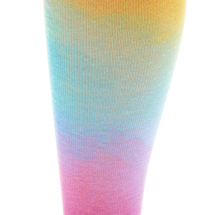 Chaussettes montantes arc-en-ciel tie-dye aux tons pastel,