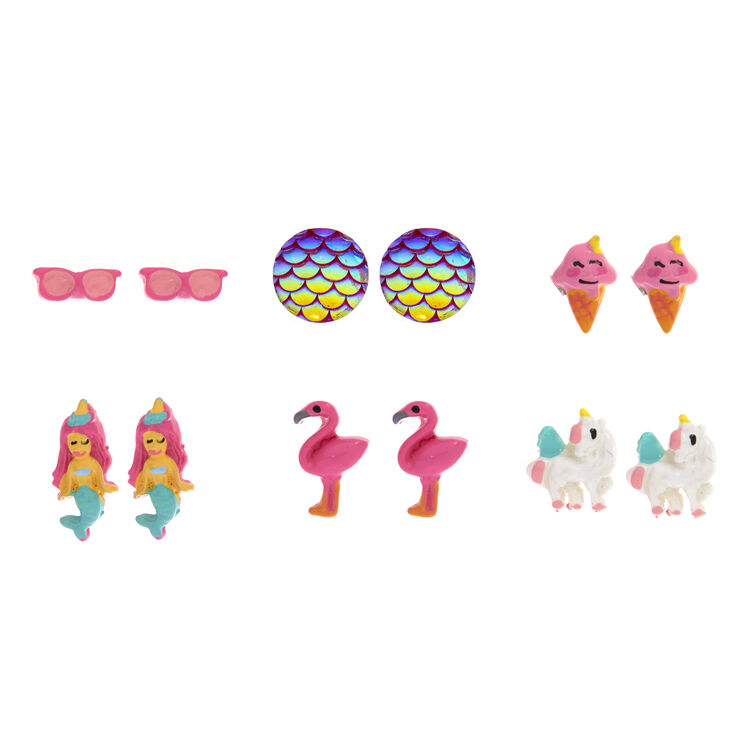 Clous d&#39;oreilles magie tropicale - Lot de 6,