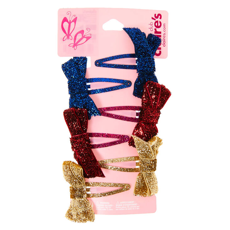 Claire's Barrettes clic clac à nœud pailleté Club Claire's - Lot de 6