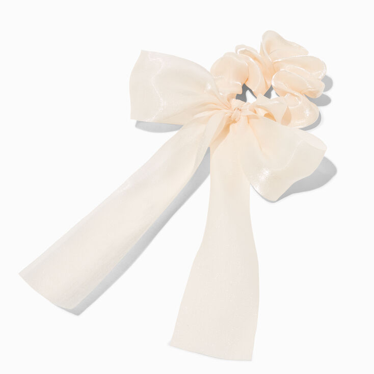 Ivory Sheer Hair Bow Scrunchie,
