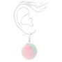 Silver 2&quot; Pastel Tie Dye Pom Pom Drop Earrings,