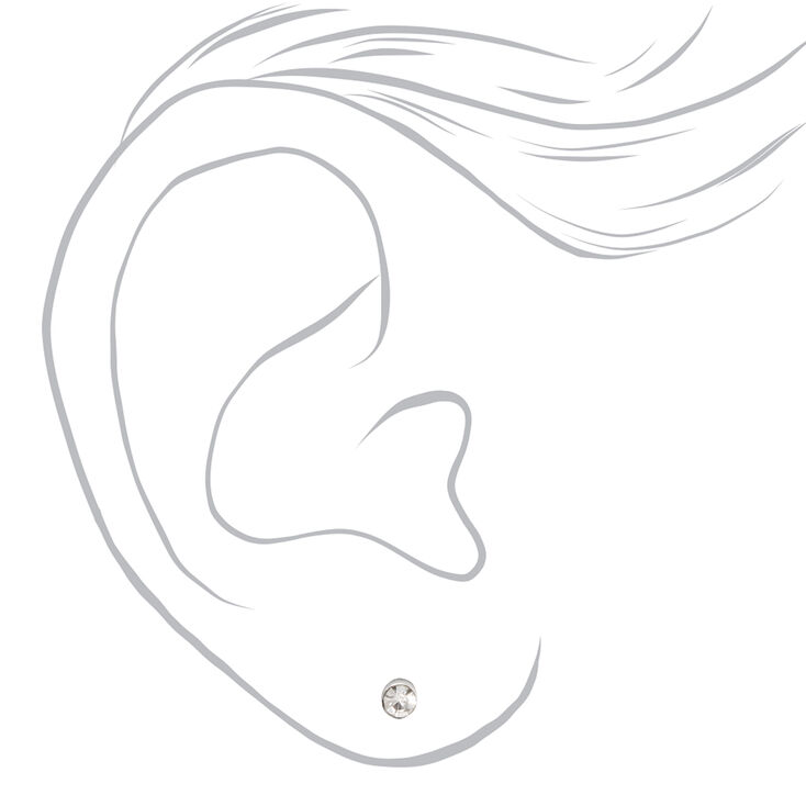 Silver Round Bezel Magnetic Stud Earrings - 9 Pack,