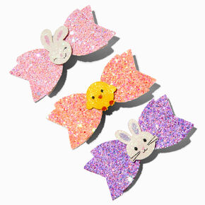 Easter Pals Glitter Bow Hair Clips - 3 Pack,