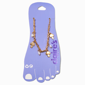 Gold Mushroom White Beaded Charm Chain Anklet,