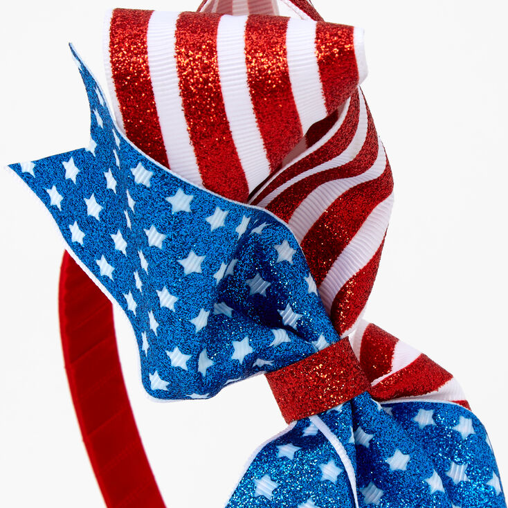 Patriotic American Flag Floppy Bow Headband,
