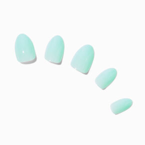 Sage Green Glossy Short Almond Vegan Faux Nail Set - 24 Pack,