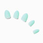 Sage Green Glossy Short Almond Vegan Faux Nail Set - 24 Pack,