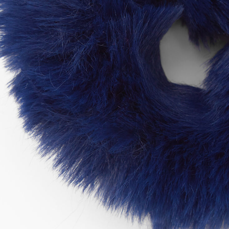 Medium Furry Hair Scrunchie - Navy,