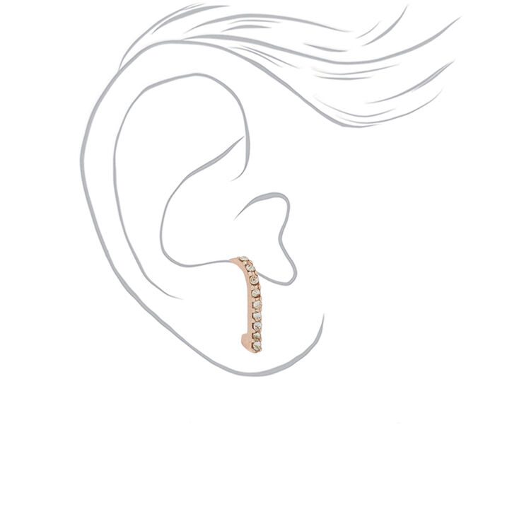 Rose Gold Crystal Ear Suspender Earrings,