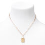 Gold Rectangle Zodiac Symbol Pendant Necklace - Libra,