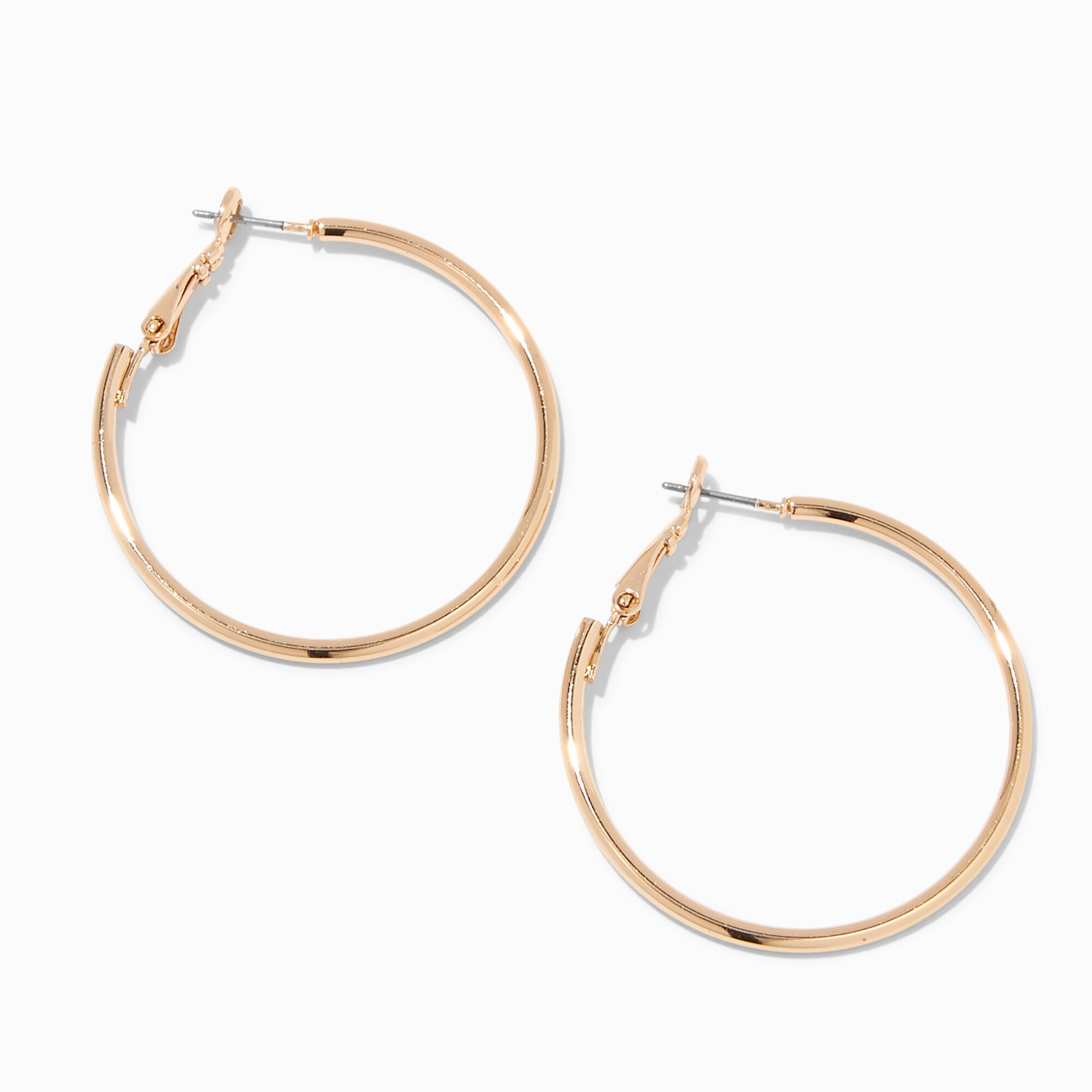 View Claires Tone 40MM Hoop Earrings Gold information