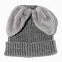 Furry Gray Bunny Ears Beanie Hat,