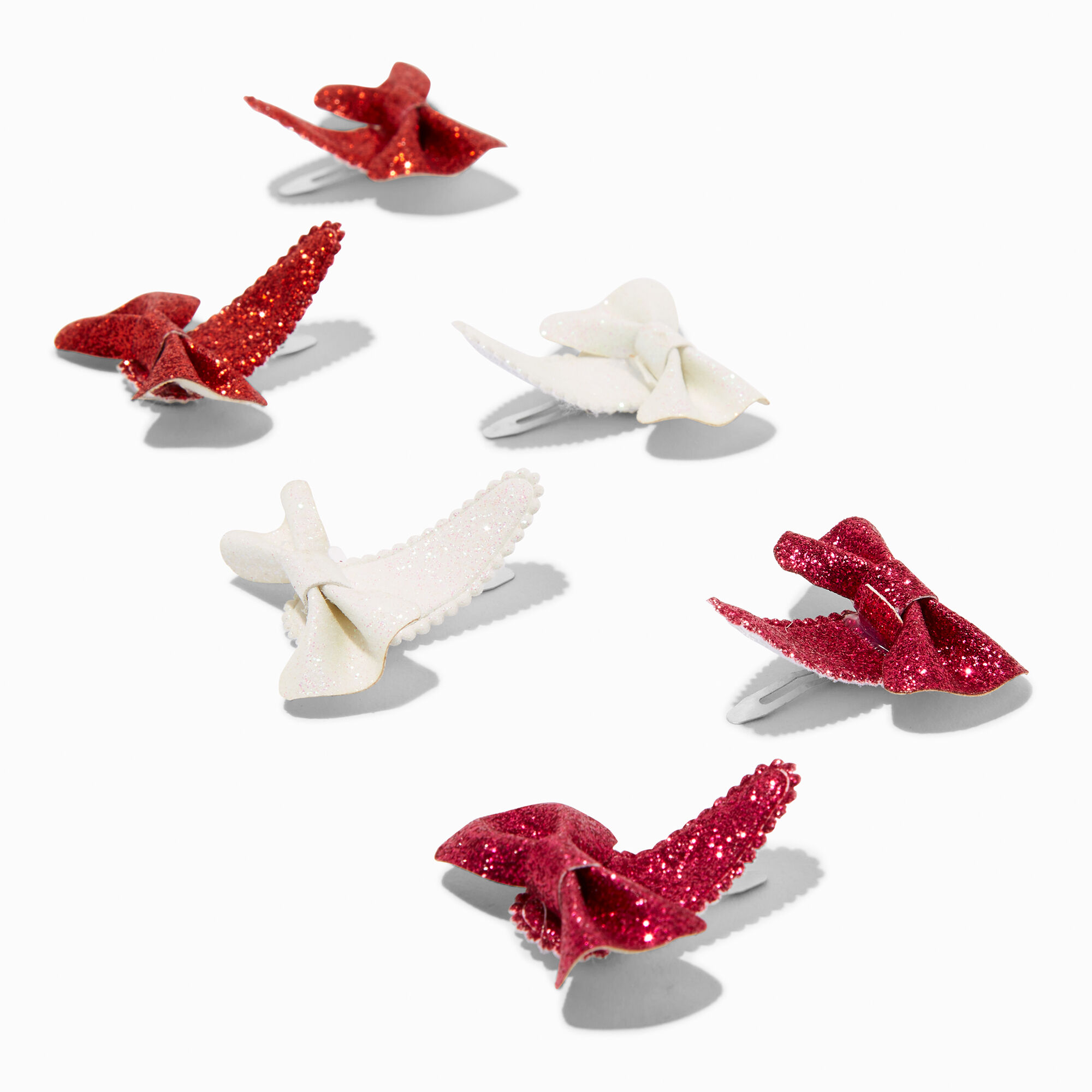 Claire's Club Holiday Bow Snap Hair Clips - 6 Pack,
