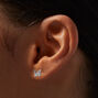 Silver-tone Cubic Zirconia Butterfly Outline Stud Earrings,