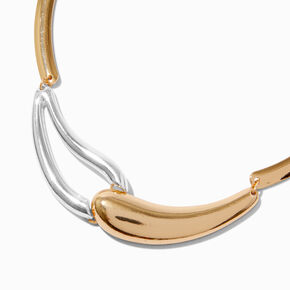Mixed Metal Teardrop Collar Necklace,