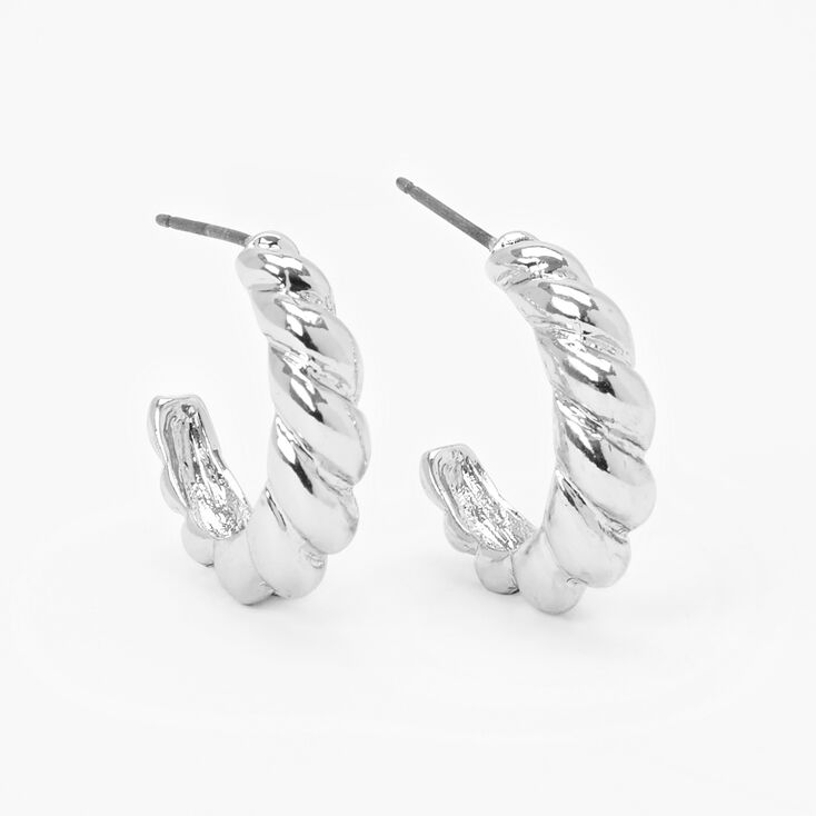 Silver 20MM Mini Braided Hoop Earrings | Claire's