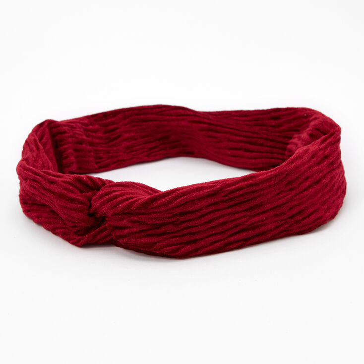 Claire's Bandeau torsadé plissé en imitation velours - Bordeaux