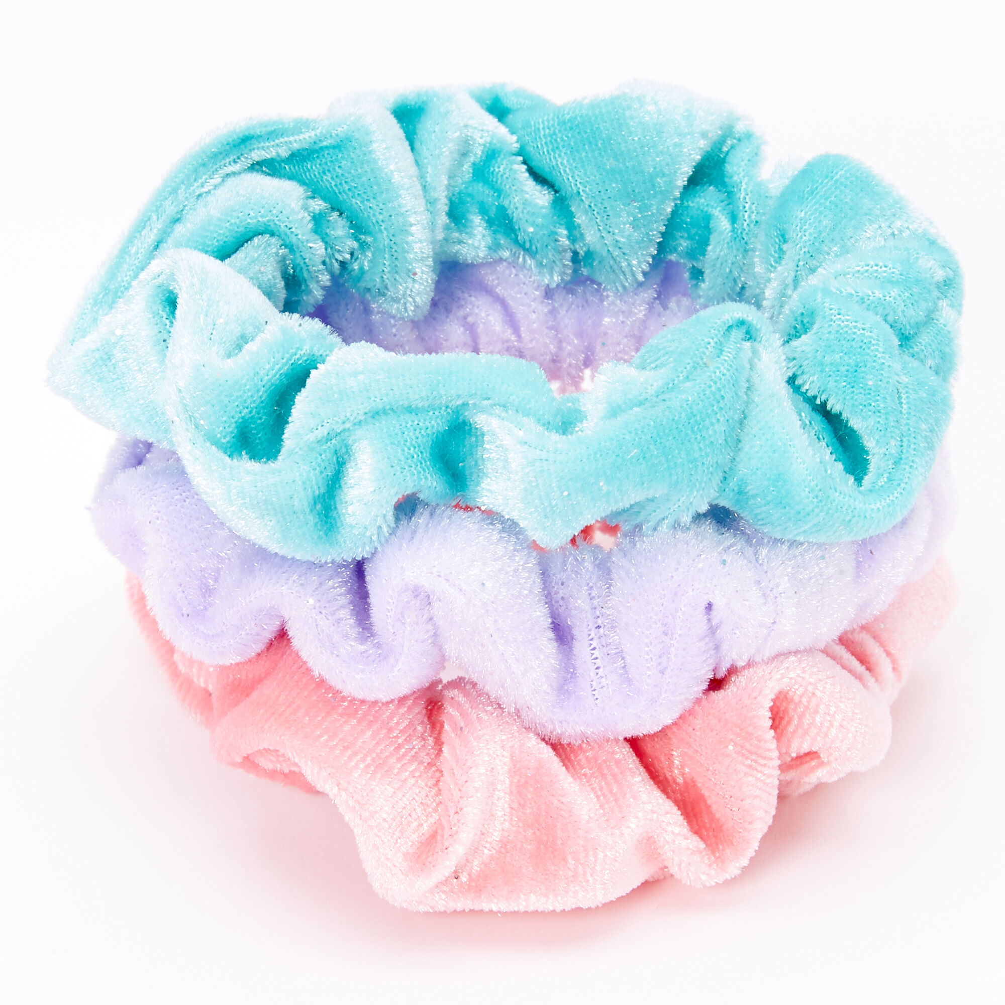Claire's Club Small Velvet Pastel Hair Scrunchies - 3 Pack,