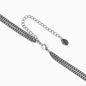 Hematite Curb Chain Multi-Strand Necklace,