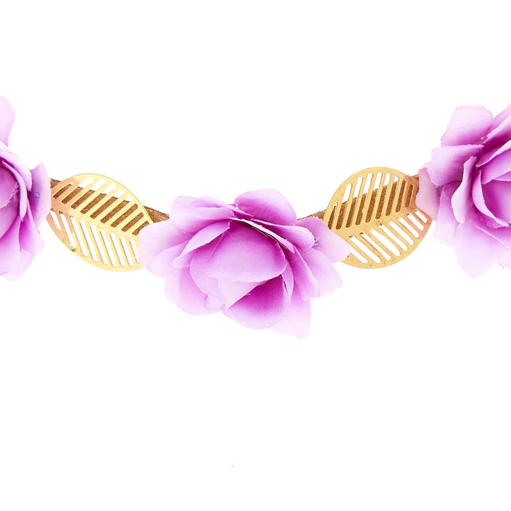 Gold Leaves &amp; Rose Flower Crown - Lilac,