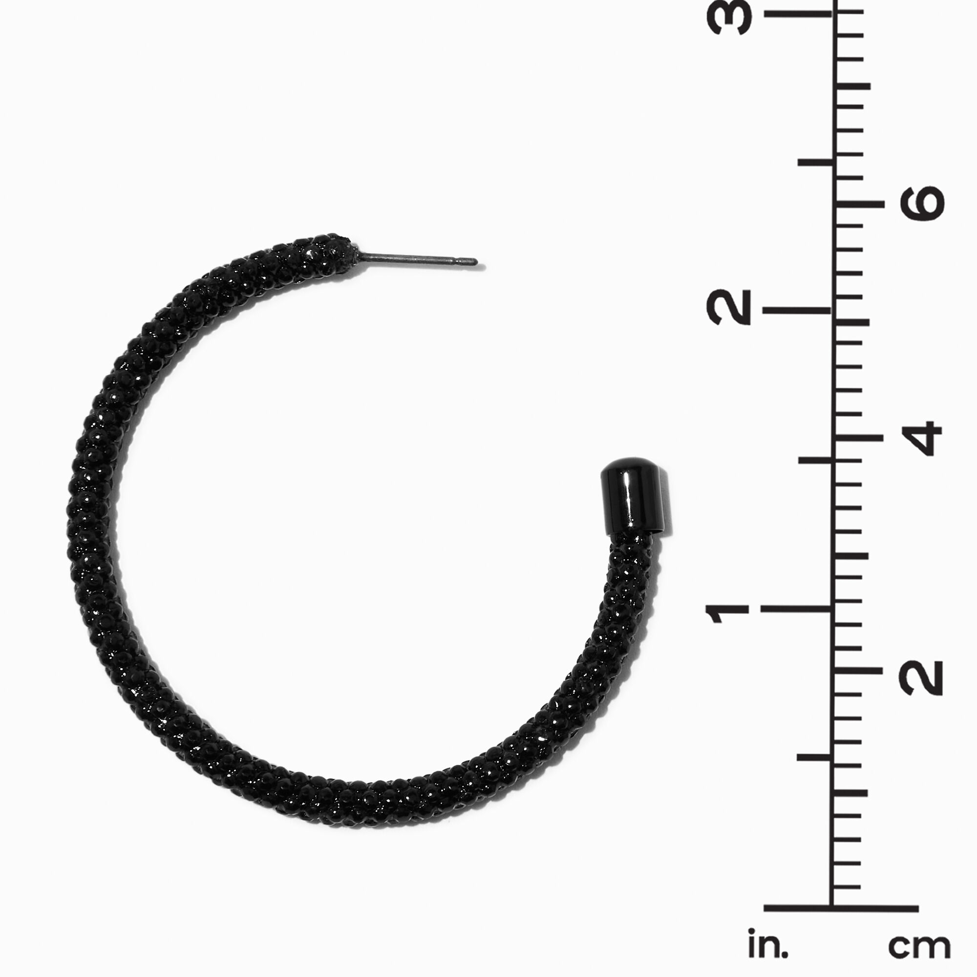 Jet Black Pavé Crystal 50mm Hoop Earrings,