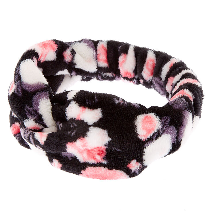 Claire's Bandeau pour le maquillage noir à motif floral et nœud