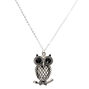 Silver Owl Long Pendant Necklace - Black,