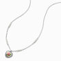 Silver-tone Antiqued Painted Heart Pendant Necklace ,