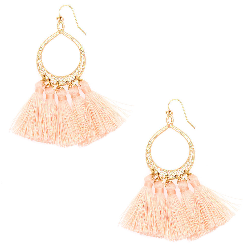3" Tassel Drop Earrings - Blush,