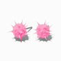 Hot Pink Rave Spike Burst Stud Earrings ,