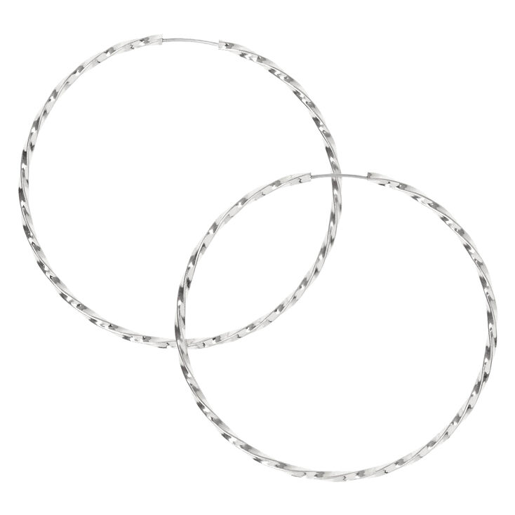 Silver 40MM Twist Hoop Earrings,
