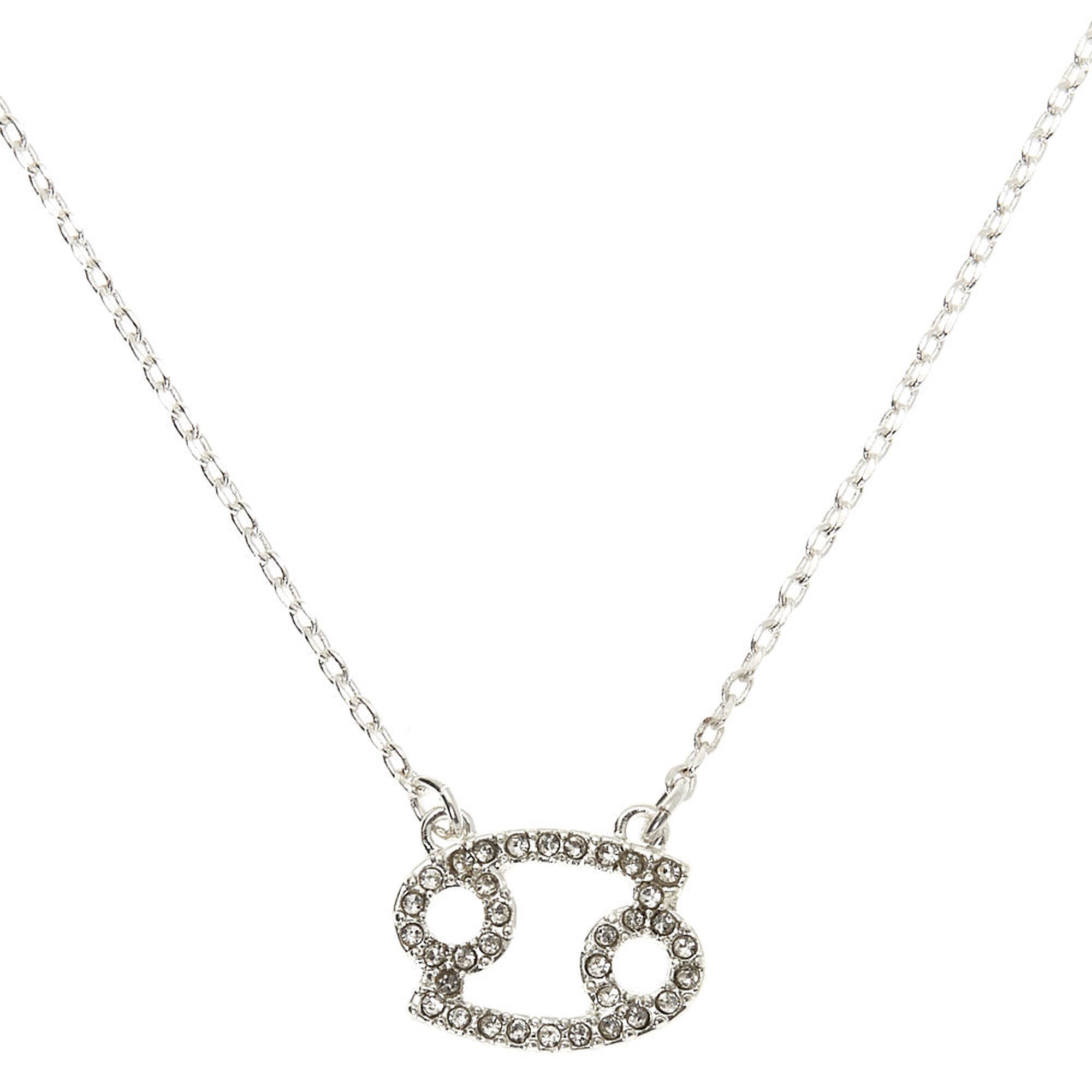 Silver Zodiac Pendant Necklace - Cancer | Claire's US