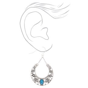 Silver 1.5&quot; Western Drop Earrings - Turquoise,