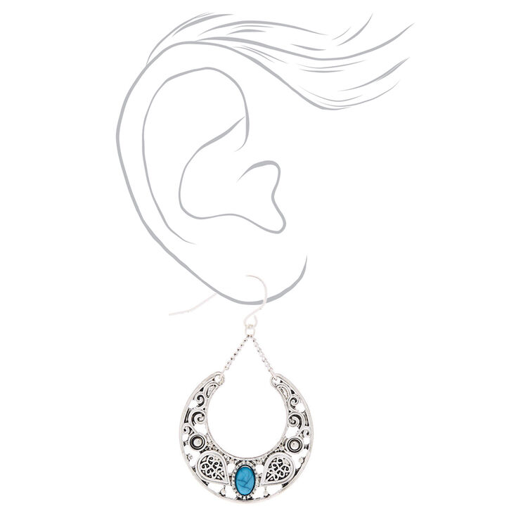 Silver-tone 1.5&quot; Turquoise Western Drop Earrings,