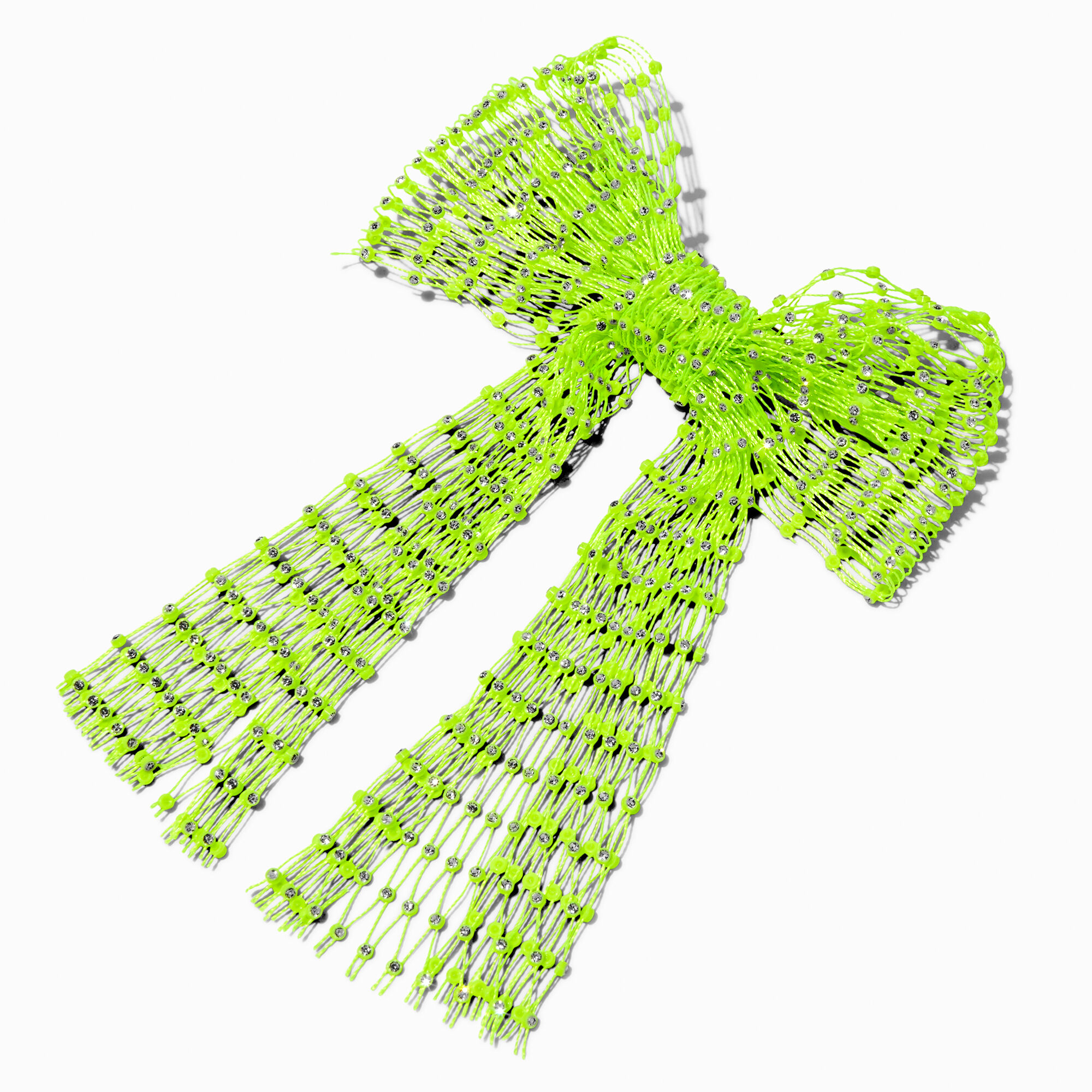 View Claires Crystal Mesh Bow Hair Clip Lime Green information