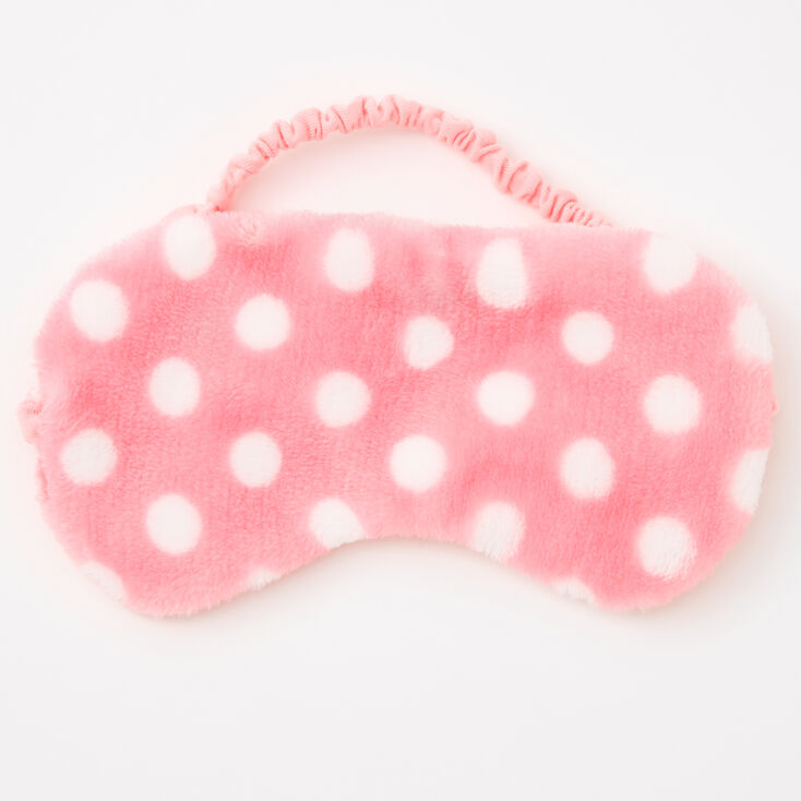 Polka Dot Plush Sleeping Mask - Pink,