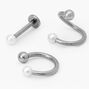 Silver Titanium 16G Hoop, Post, &amp; Twist Tragus Earrings - 3 Pack,