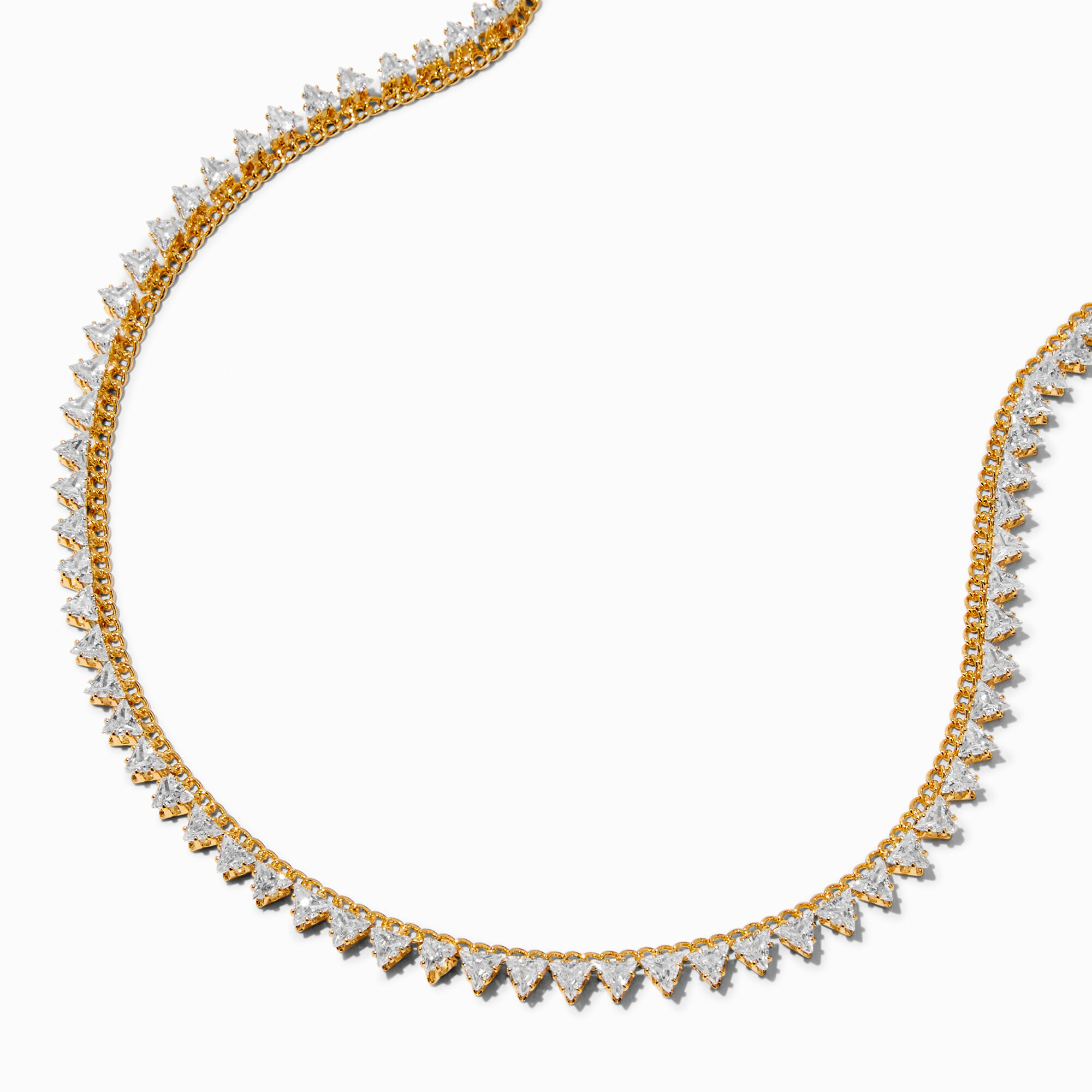 C LUXE by Claire s 18k Yellow Gold Plated Cubic Zirconia Triangle