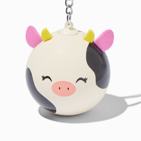 Black &amp; White Cow Stress Ball Keychain,