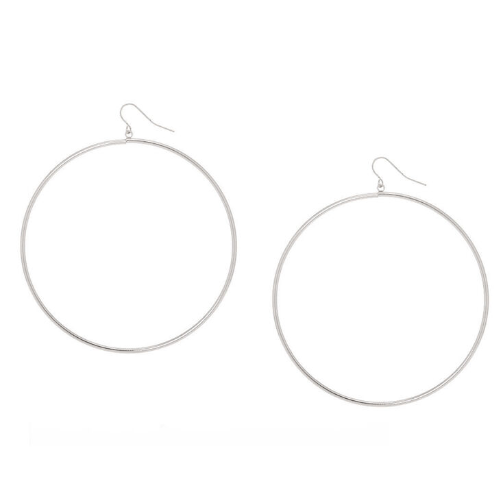 Silver 80MM Hoop Drop Earrings,